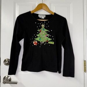 Vintage Jack B Quick Sweater Womens Christmas Tree Holiday Sequin‎ Knit Sz Small